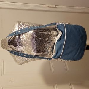 VINTAGE 100% leather & denim bag